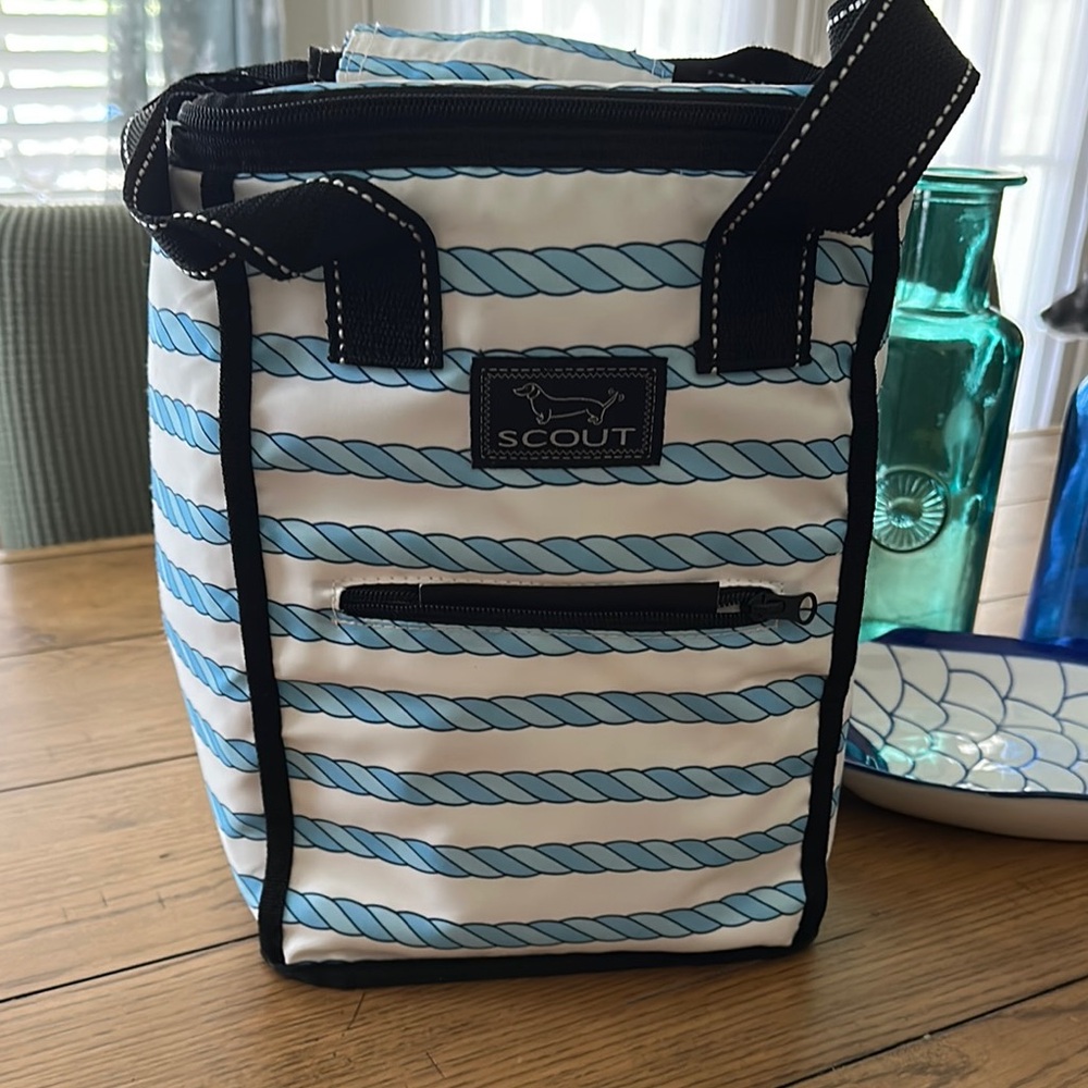 Scout Blue and White Rope Pattern Cooler Tote